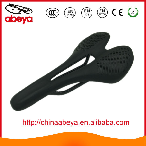 Full carbon mountain bicycle saddle with leather